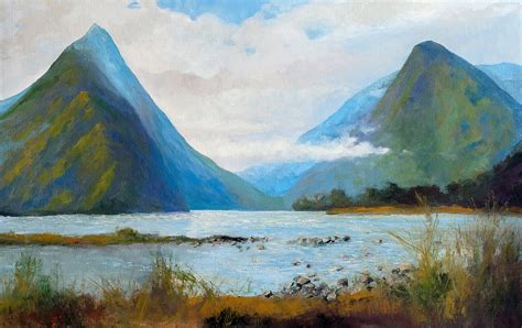 Mountains New Zealand Painting Handmade Original Art Landscape Etsy
