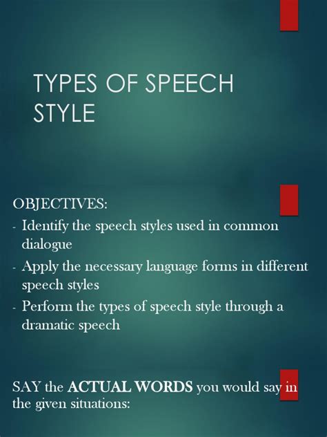 Speech Presentation Styles