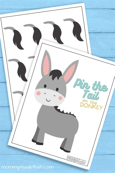 Pin The Tail On The Donkey Cute Free Printable