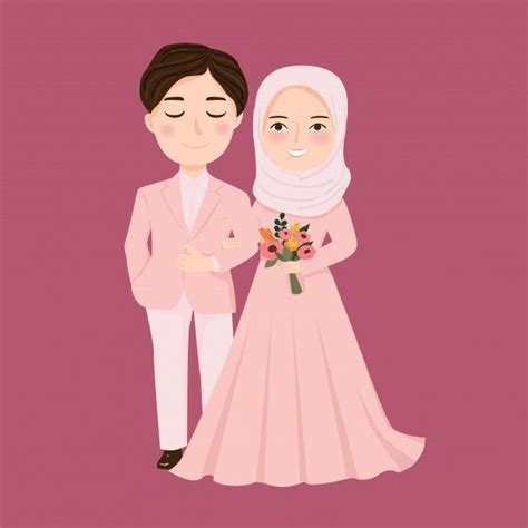 Premium Vector Cute Muslim Couple Cute Muslim Couples Wedding