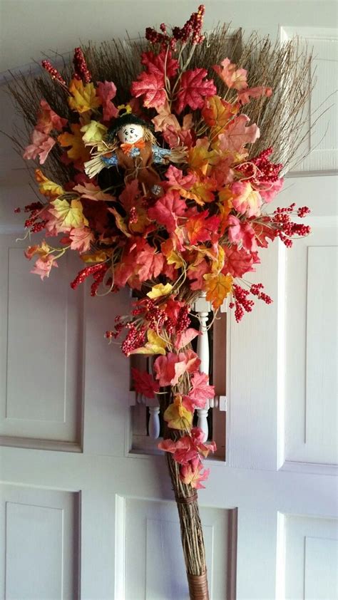 Fall Cinnamon Broom Idea For Front Door Fall Decor Fall Wreaths