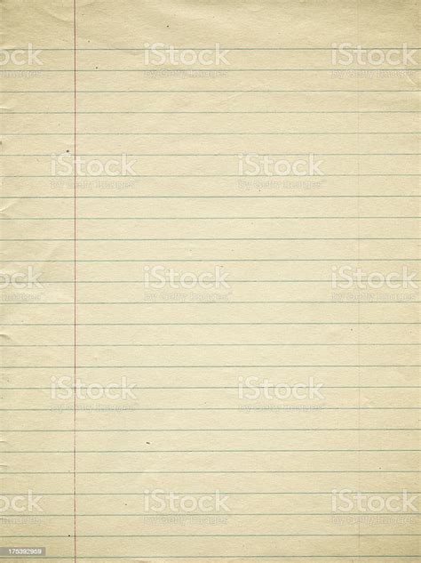 An Old Page Of Lined Paper With Red Margin Stock Photo Download Image