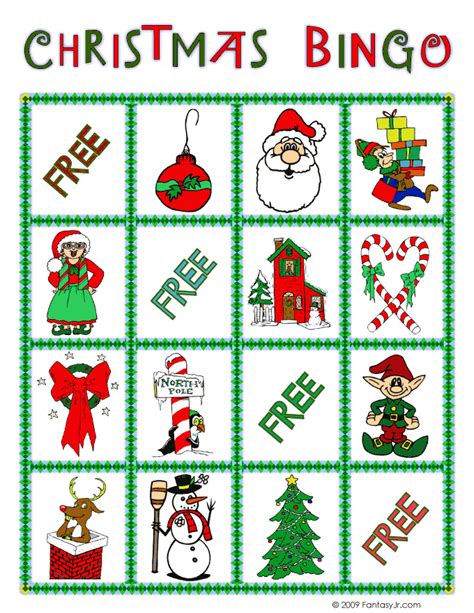 Christmas Bingo Card 2 Woo Jr Kids Activities