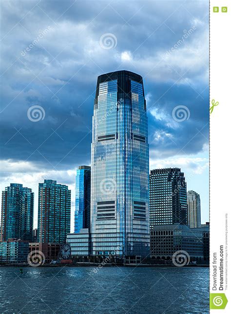 Low Angle Architectural View Of Modern Glass Skyscrapers Featuring One