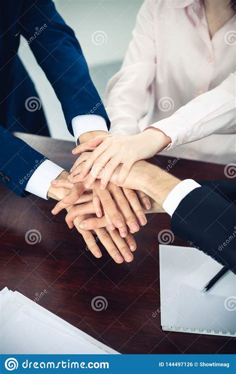 Business People Group Joining Hands Teamwork Or Meeting Concepts Stock Photo Image Of Female