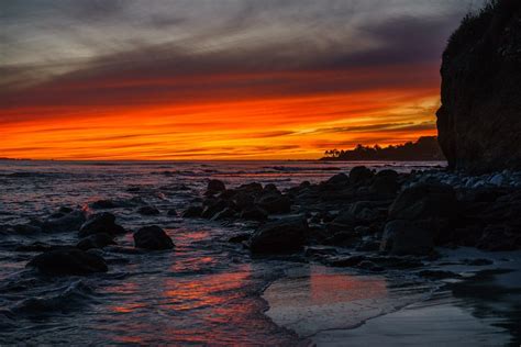 Yellow Sky Red Sunset Beach 500px Nature Sea