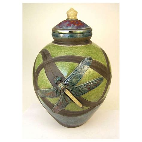 Dragon Fly Swirl Urn For Ashes Dragonfly Urn Raku Pottery Cremation