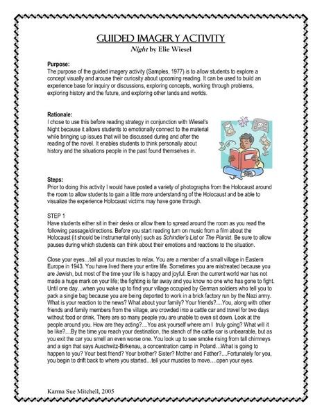Night Guided Imagery Activity Lesson Plan For 9th 12th Grade