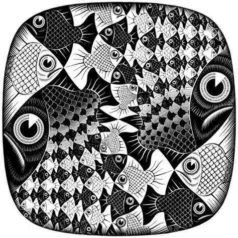 M C Escher Fish And Scales July 1959 Mc Escher Escher Art Op Art