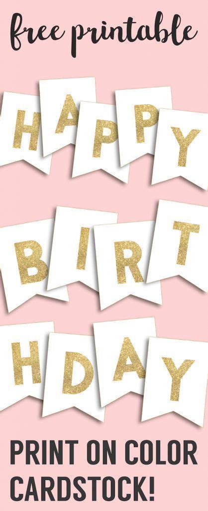 Printable Happy Birthday Cardstocks With Gold Glitter Letters And The