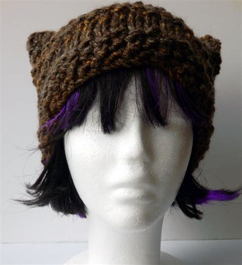 Lovely Unisex Hand Knitted Striped Chunky Beanie Envelope Hat In