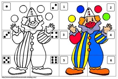 Album de coloriage à faire en ligne: Clowns et puzzles | Cirque préscolaire, Clown de ça ...