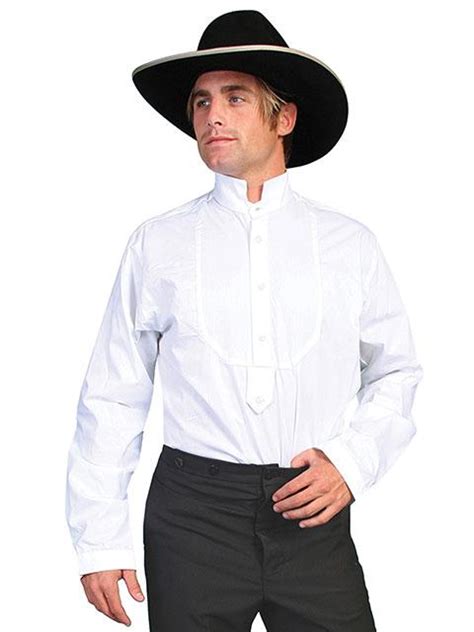 Mens Old West White Wedding Dress Shirt With Inset Bib Rw155