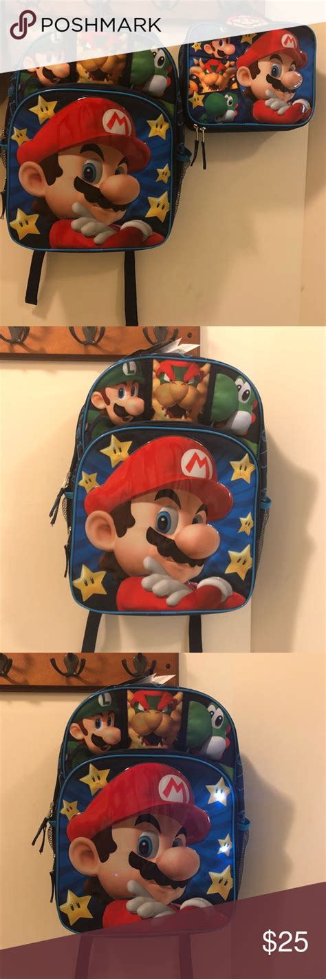 Nwt Super Mario Bookbaglunchbox Bookbags Lunch Box Bag Accessories