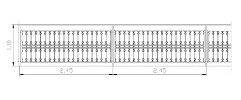 Steel Handrail Balustrade Detail Elevation 2d View Cad Blocks Layout