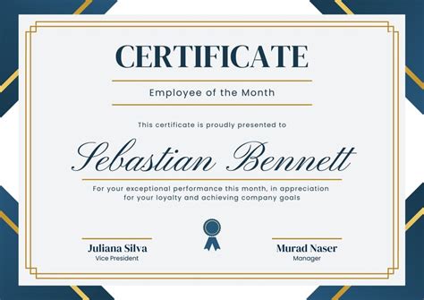 Free Printable Employee Of The Month Certificate Templates Canva