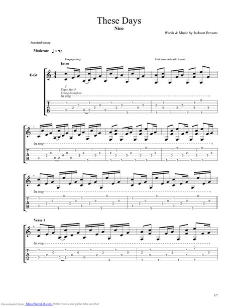 These Days Guitar Pro Tab By Nico
