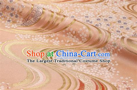 top quality japanese classical flow sakura pattern blue satin material asian traditional brocade