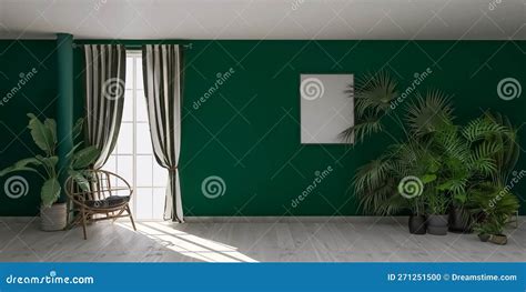 Room Interior Armchair Plant 3d Render 3d Illustration Minimalist