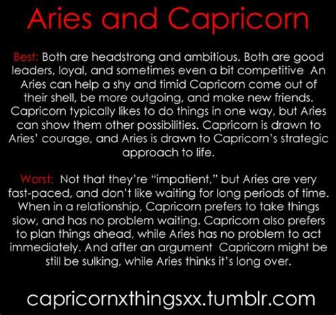This combination is a difficult one. Aries and Capricorn | Aries and capricorn, Aries capricorn ...
