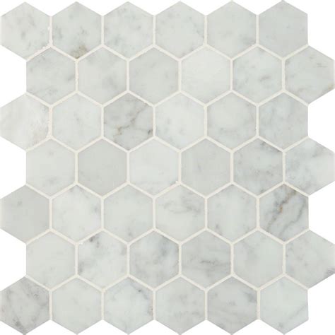 I used this tile on my bathroom remodel as a shower floor. MSI Carrara White Hexagon 12 in. x 12 in. x 10mm Polished ...