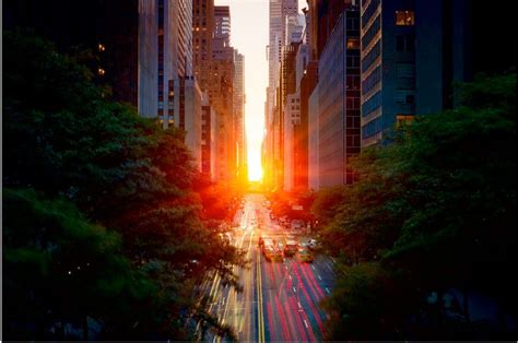 Dawn Of A New Day Hungry Sunset In Nyc Manhattan Henge Sunset City