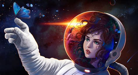 Sci Fi Astronaut Butterfly Girl Space 4k Wallpaper Hdwallpaper