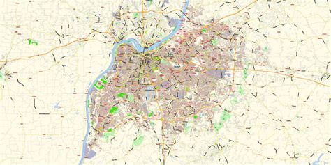 Louisville Kentucky Us Pdf Map Vector Exact City Plan Low