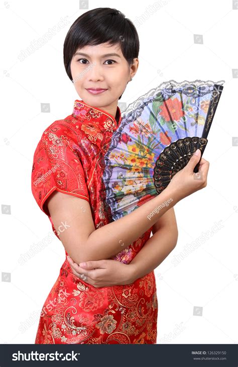 Image Chinese Woman Hold Fan Her Stock Photo 126329150 Shutterstock