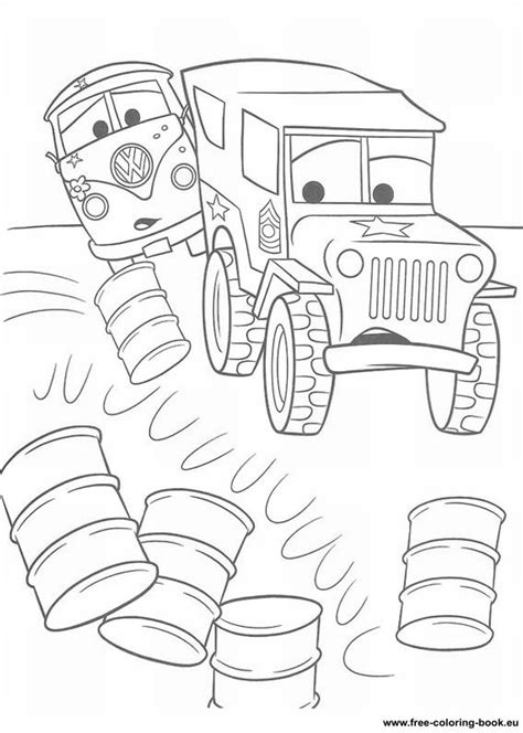 Lightning mcqueen, fillmore and an other car. Coloring pages Cars Disney Pixar - Page 1 - Printable Coloring Pages Online
