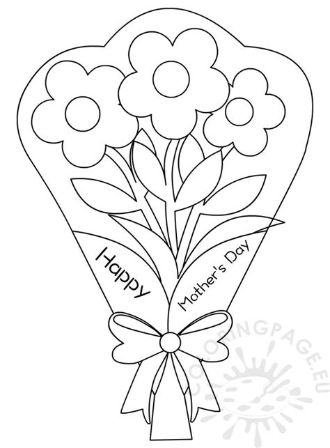 Flowers Bouquet Coloring Pages Mothers Day Coloring Page