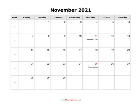 November 2021 Blank Calendar Free Download Calendar