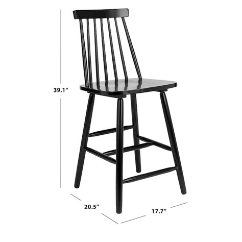 Safavieh Beaufort Black 24 In H Counter Height Wood Bar Stool With Back