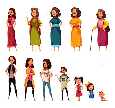 Mature Women Vector Hd Images Women Generation Flat Colored Icons Set
