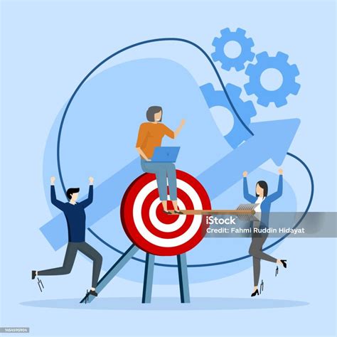 Concept Teamwork Common Goals Business Team Carrying Big Arrows To Goal