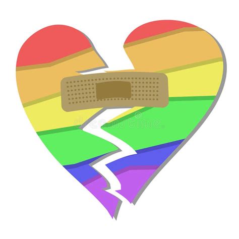 Broken Heart With Plaster Simple Single Icon Lgbt Style Heart Drawing