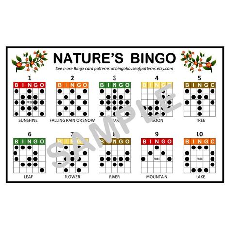 Natures Bingo Card Patterns For Really Fun Bingo Games Bingo Cards