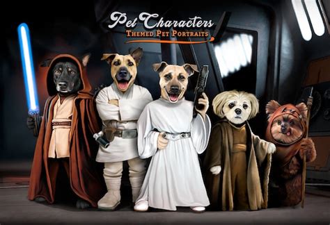 Jedi Star Wars Multiple Pet Portrait Star Wars Costume Pet Etsy