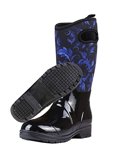 Neoprene Rubber Waterproof Rain Boots For Women Mid Calf Slip Resistant