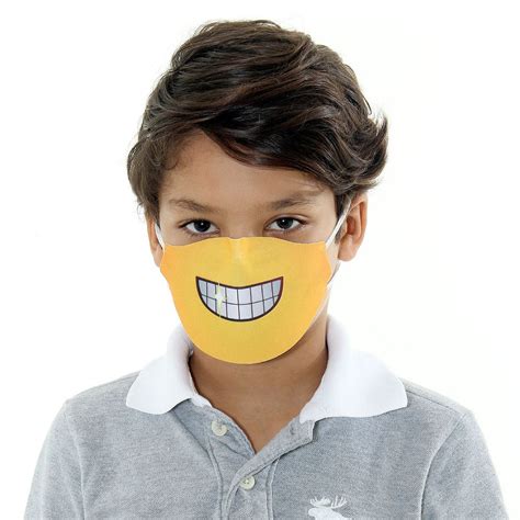 Máscara Facial de Proteção de Rosto Infantil Unissex Emoji Sorrindo