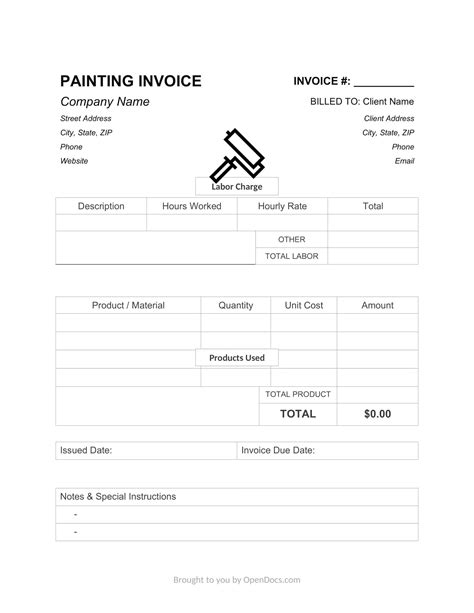 Free Printable Painting Invoice Templates Excel And Word