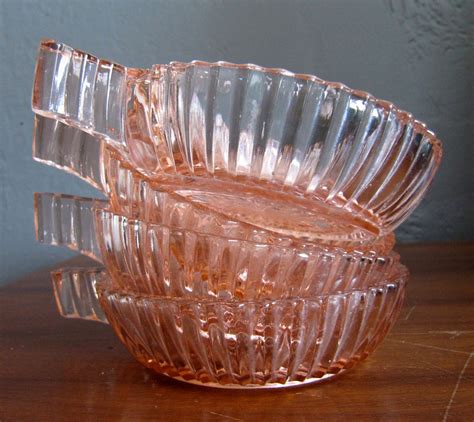 Items Similar To Pink Depression Glass Bowls With Handle On Etsy