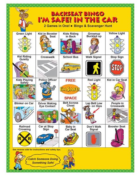 2 3140 Im Safe In The Car Backseat Bingo Game English Im Safe