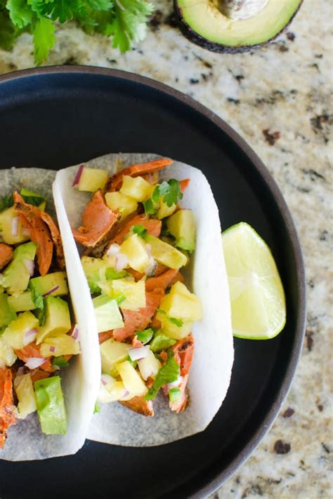 For the soft taco shells, i use the plantain wraps from one of my favorite healing blogs, simple & merry. Paleo Salmon Tacos with Pineapple Salsa Picture - Food Fanatic