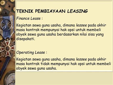 Maybe you would like to learn more about one of these? PPT - MANAJEMEN SEWA GUNA USAHA ( LEASING) PowerPoint ...