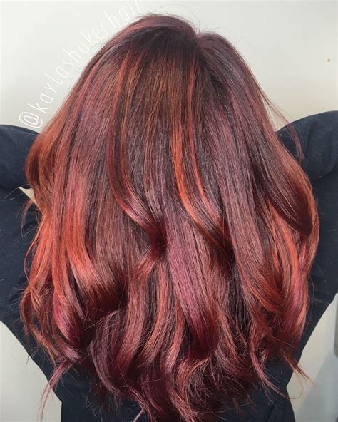 Multi Dimensional Red Color Done By Kaylashukerhair New Hampshire