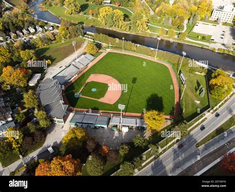 Labatt Park London Ontario Aerial With Scoreboard Sign Stock Photo Alamy