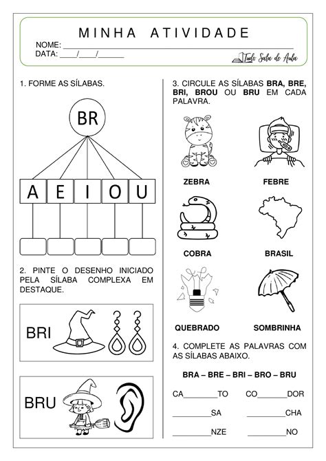 Atividades Sílabas Complexas Para Alfabetização