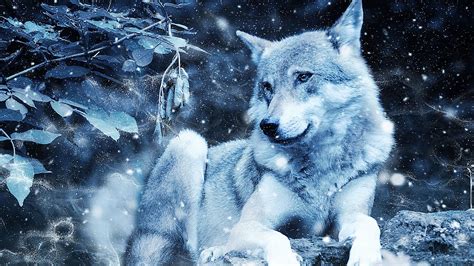 Download Wallpaper 2048x1152 Wolf Photoshop Predator Wildlife