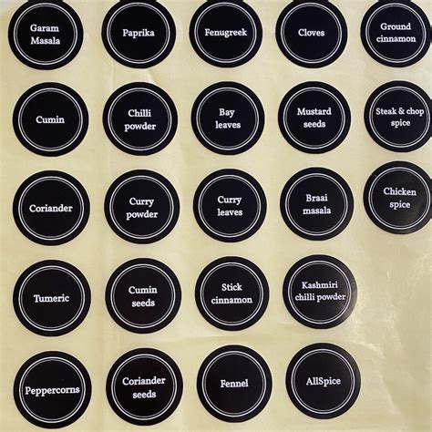 Round Spice Labels Set Of 31 Trendz Of Today